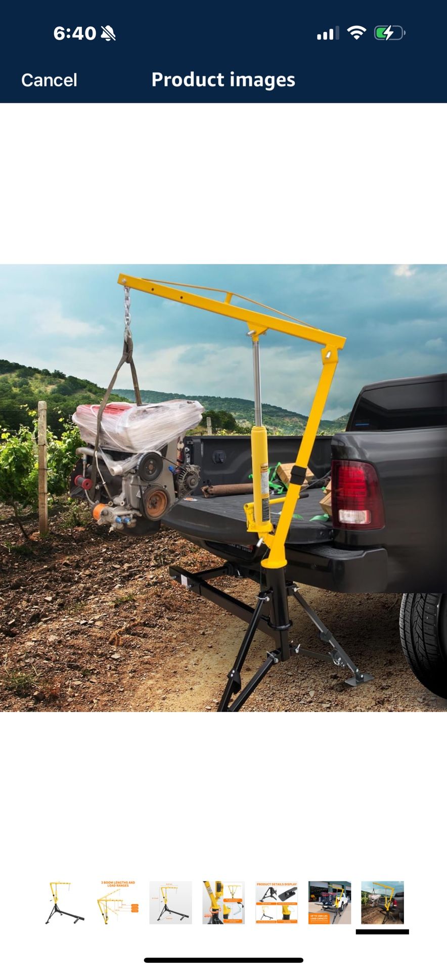 MAXXHAUL 70238 Receiver Hitch Mounted Hydraulic Swivel Pickup Truck Crane - 1000 lbs. Capacity With 3 Boom Capacities of 500 lbs, 750 lbs and 1000 lbs