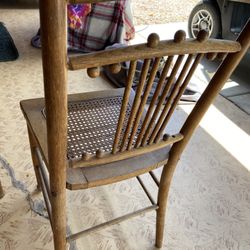 2 Antique Wicker Bottom Chairs Late 19 Century 