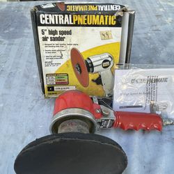 2 NEW Central Pneumatic 5" High Speed Air Sander-90 psi CFM-Very Low Use