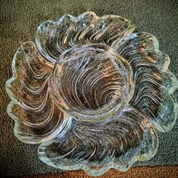 Vintage Kromex Handblown HEAVY Glass 5 part Heavy Swirled Glass Pieces