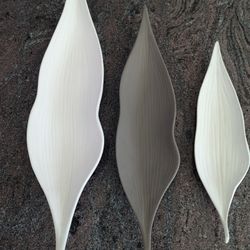 DESSini ivory & gray ceramic set of three leaf dishes   $25 for set
