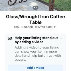 Glass Coffee Table with Wrought Iron Legs