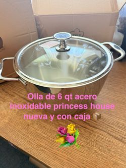 Olla de 6 qt acero inoxidable 👉 princess house todo nuevo y con caja 📦