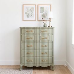 French Provincial Vintage Green Dresser