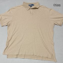 Polo Ralph Lauren (XL) Beige Golf Button Short Sleeve Collar Shirt