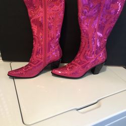 Pink “Fabulous” Cowboy boots…size: 7…$20.00