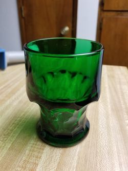 Vintage Georgian Honeycomb Emerald Green Tumblers x 6