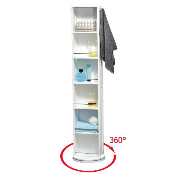 Swivel Storage Cabinet Organizer Tower White Free Standing Linen Tower Mirror

 

