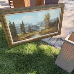 Jansen Painting, 53 by 33 in Antinque Wooden Frame$30