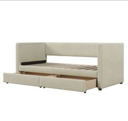 Twin size corduroy day bed with two drawers