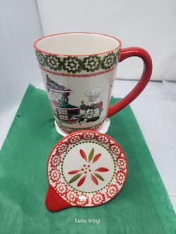 Christmas Santa Ceramic Mug and Spoon Rest Set