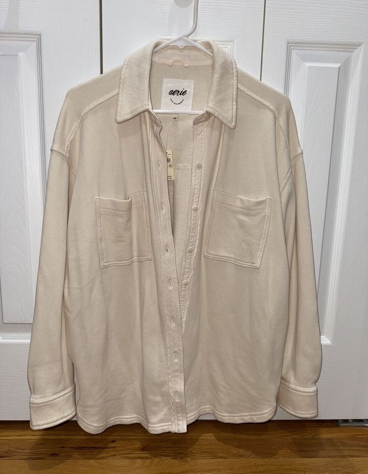 Woman’s Aerie Oversized Shirt Jacket - Cream, Size XXS
