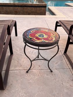metal and stone colorful mosaic side table