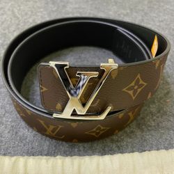 LV Men's Vintage Silver Buckle Belt Width 4cm 