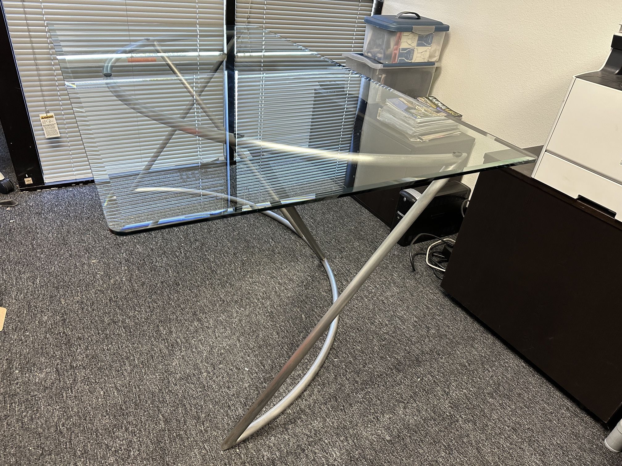 Modern Glass + Stainless Steel Desk