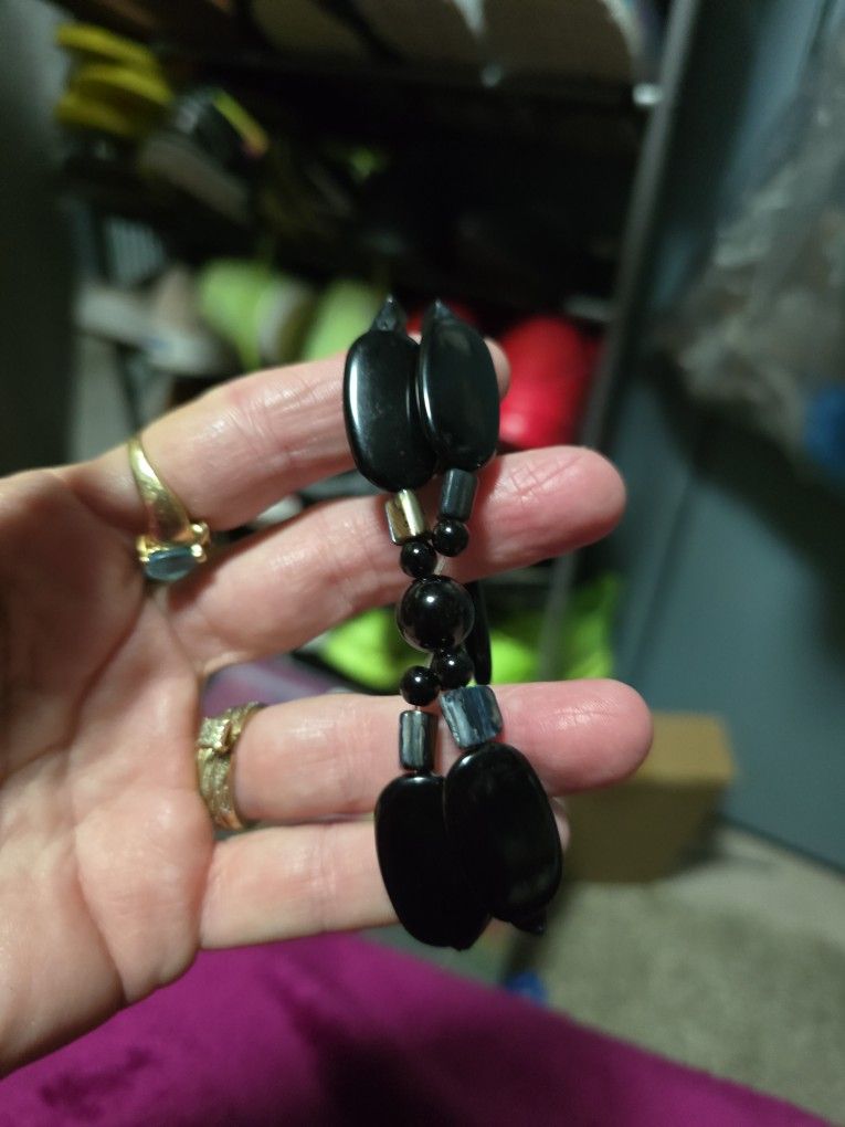 Black Bracelet With Double Layer New And Beautiful