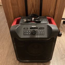 ION Portable Bluetooth Party Speaker w/ Wheels, LED Lights & Charger 