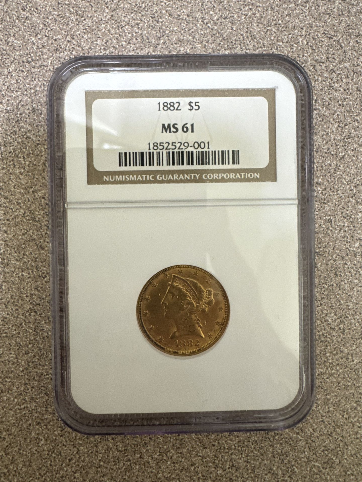 1882 $5 Gold Coin MS61