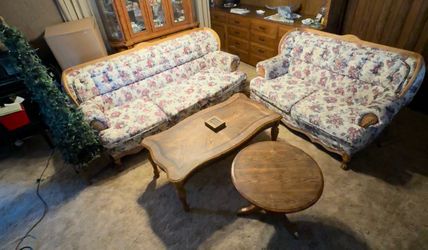 Living room set with two couch and two tables
