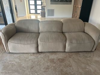 Sofa with electric recliners on both sides with battery