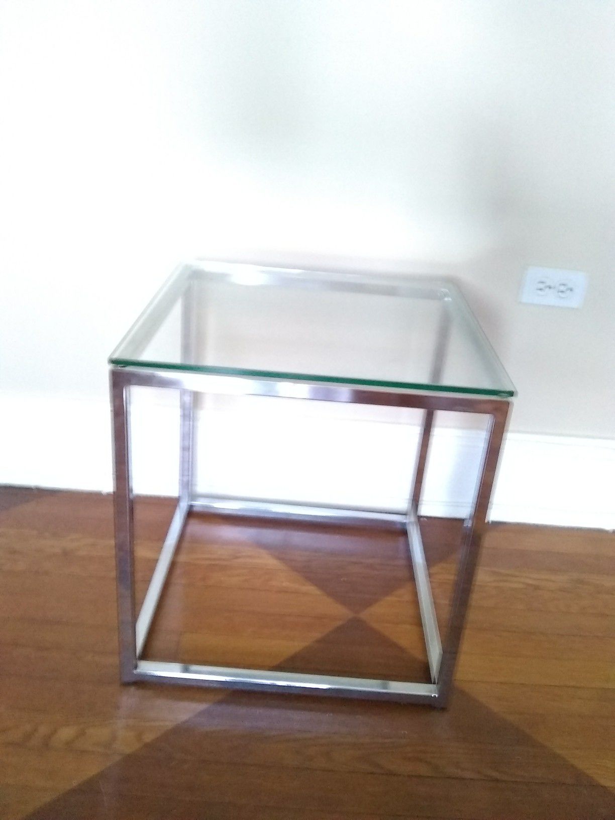 Glass and metal side table by CB2