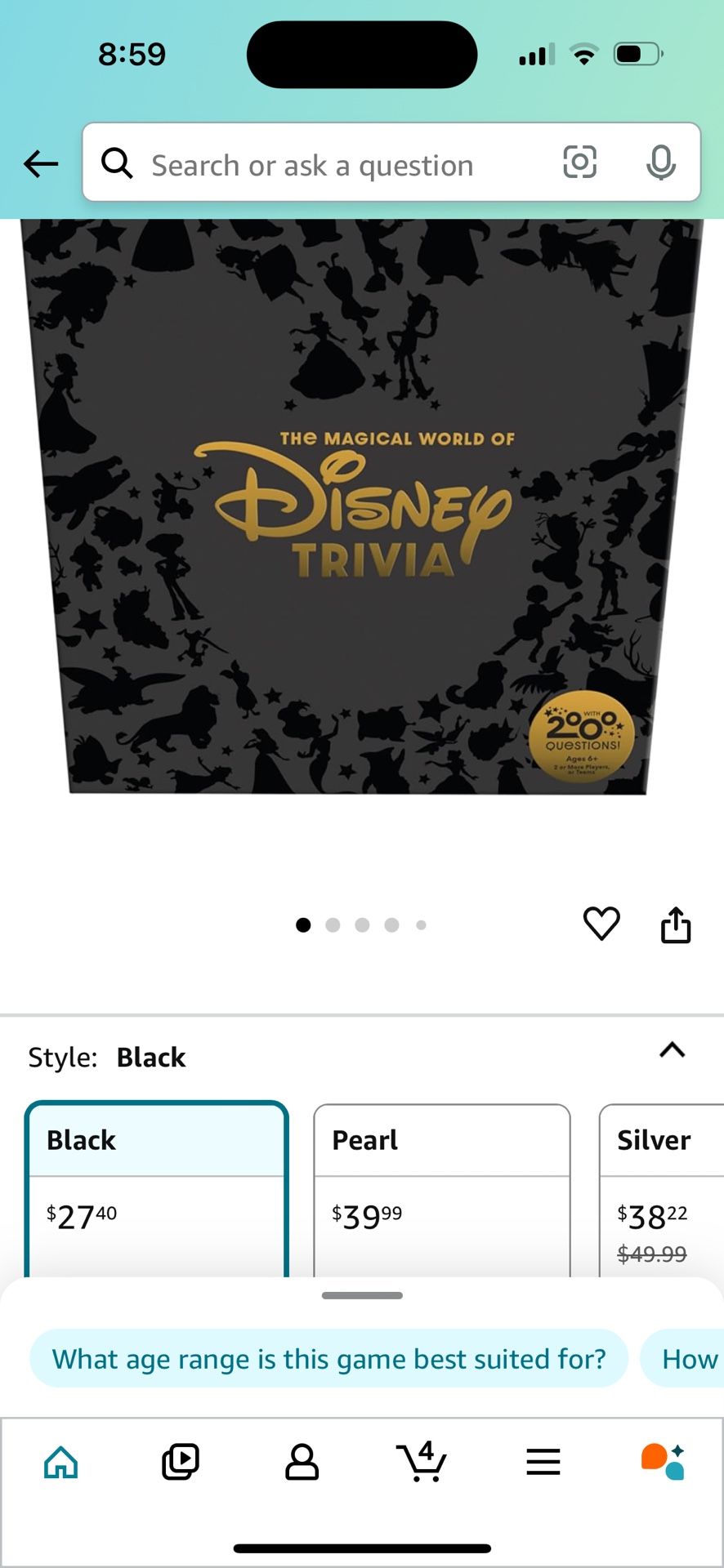 Disney Trivia Board game