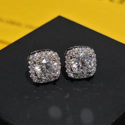 MOISSANITE 1 CT CARAT  WEIGHT EACH 6.5MM 925S EARRINGS