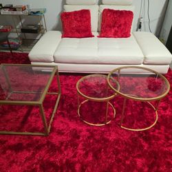 Elegant Gold & Glass Table Set – Modern Glam