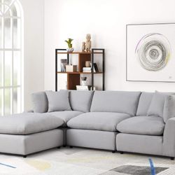 Light Gray Sofa w/ Storage Ottoman 👍90 days FREE FINANCING ❗ 