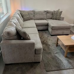 Biege Large Sectional Couch 