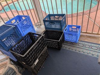 12 plastic Milk Crates sold all together