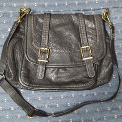 Black Leather Saddle Bag Messenger Bag