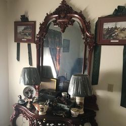 Antique Mirror And Console Table 