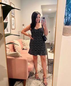 NWT $170 Anthropologie x Hutch Black Ditsy Floral Corset Mini Back Zip Dress L