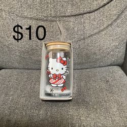 New Hello Kitty Christmas Glass Tumbler 