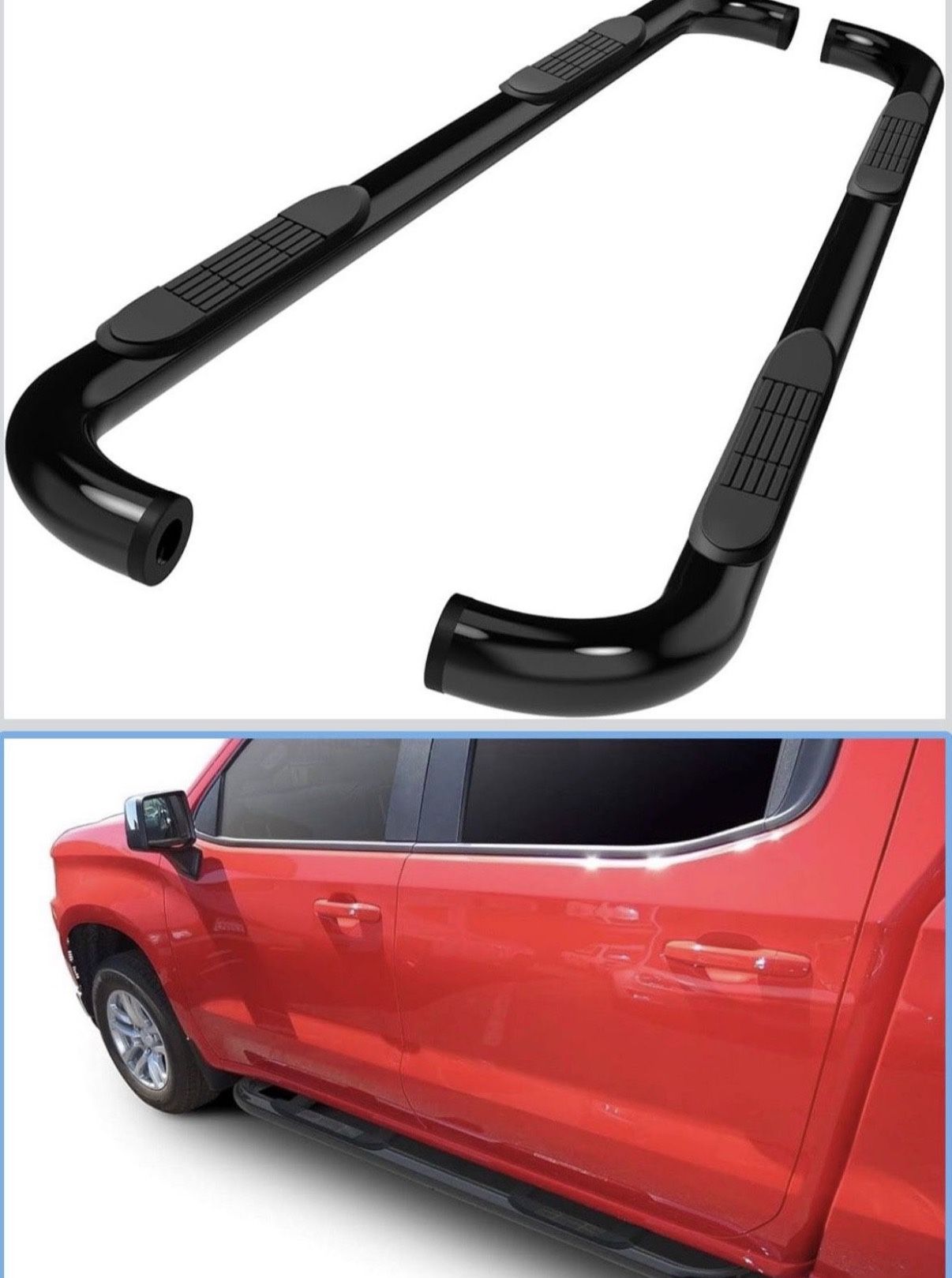3" Black Side Nerf Bars Running Boards 2pcs Side Steps Compatible with 2019-2025 Chevy Silverado/GMC Sierra 1500 Crew Cab | 2020-2025 Silverado/Sierra