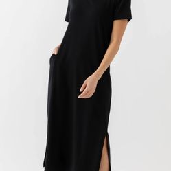 New Cozy Earth’s Brushed Bamboo Black Midi Dress