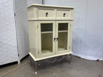 Elevated Cream Glass Door Cabinet