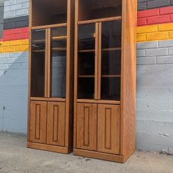 Pair of Oak Display Cabinets