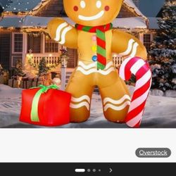 8Ft INFLATABLE GINGERBREAD MAN CHRISTMAS  Yard Decor 