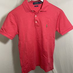 Men’s Ralph Lauren Salmon Pink Polo Jersey Collared Shirt Small