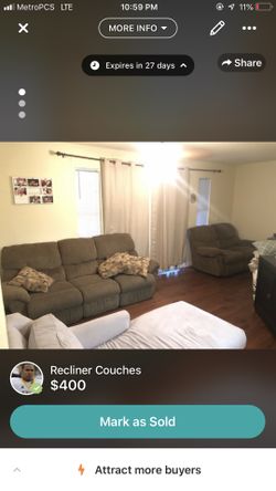 Good condition recliner couches