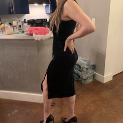 Women Large Green Velvet Dress 