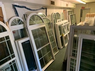 Lot of White Vinyl Windows with Arched Tops