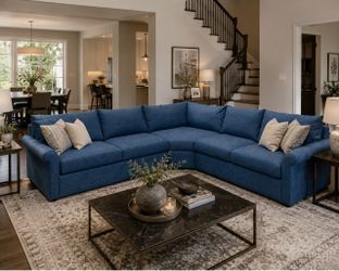 Beautiful Blue 3 Piece Sectional Couch