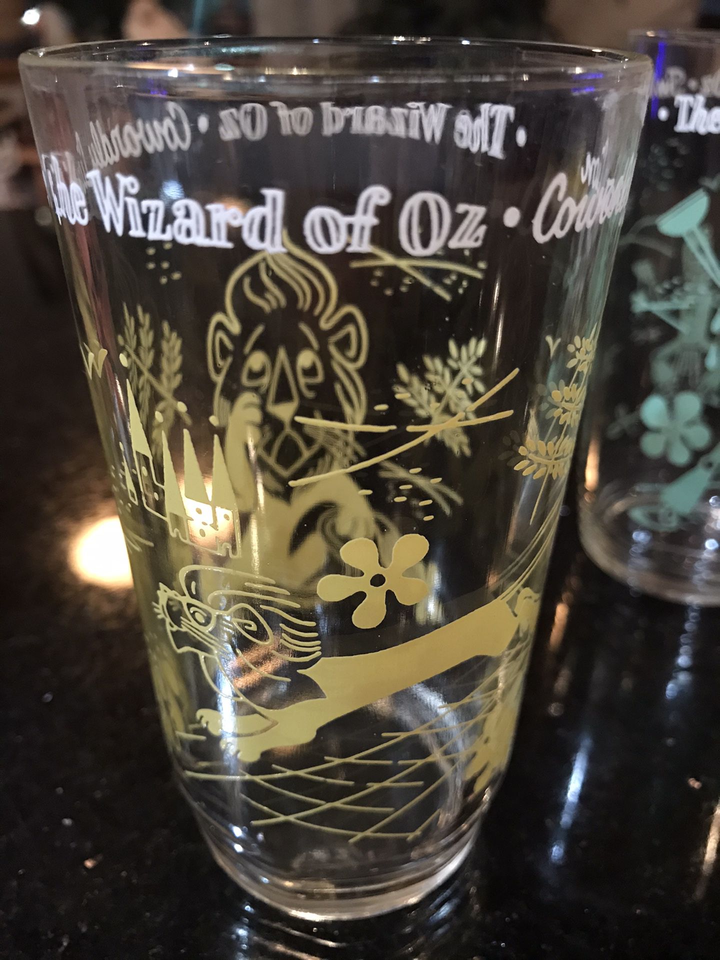Vintage Wizard of Oz drinking glasses from 1950s