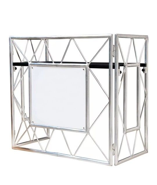 American DJ Pro Event Table 2 Foldable Portable Metal DJ Booth Facade ADJ