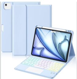 Pink iPad Air 11 Inch Case with Keyboard 7th/6th Gen(M4/M3-2026/2025/2024), iPad Air 5th/4th Gen Case 2022/2020 10.9'' with Pencil Holder, Multi-Angle