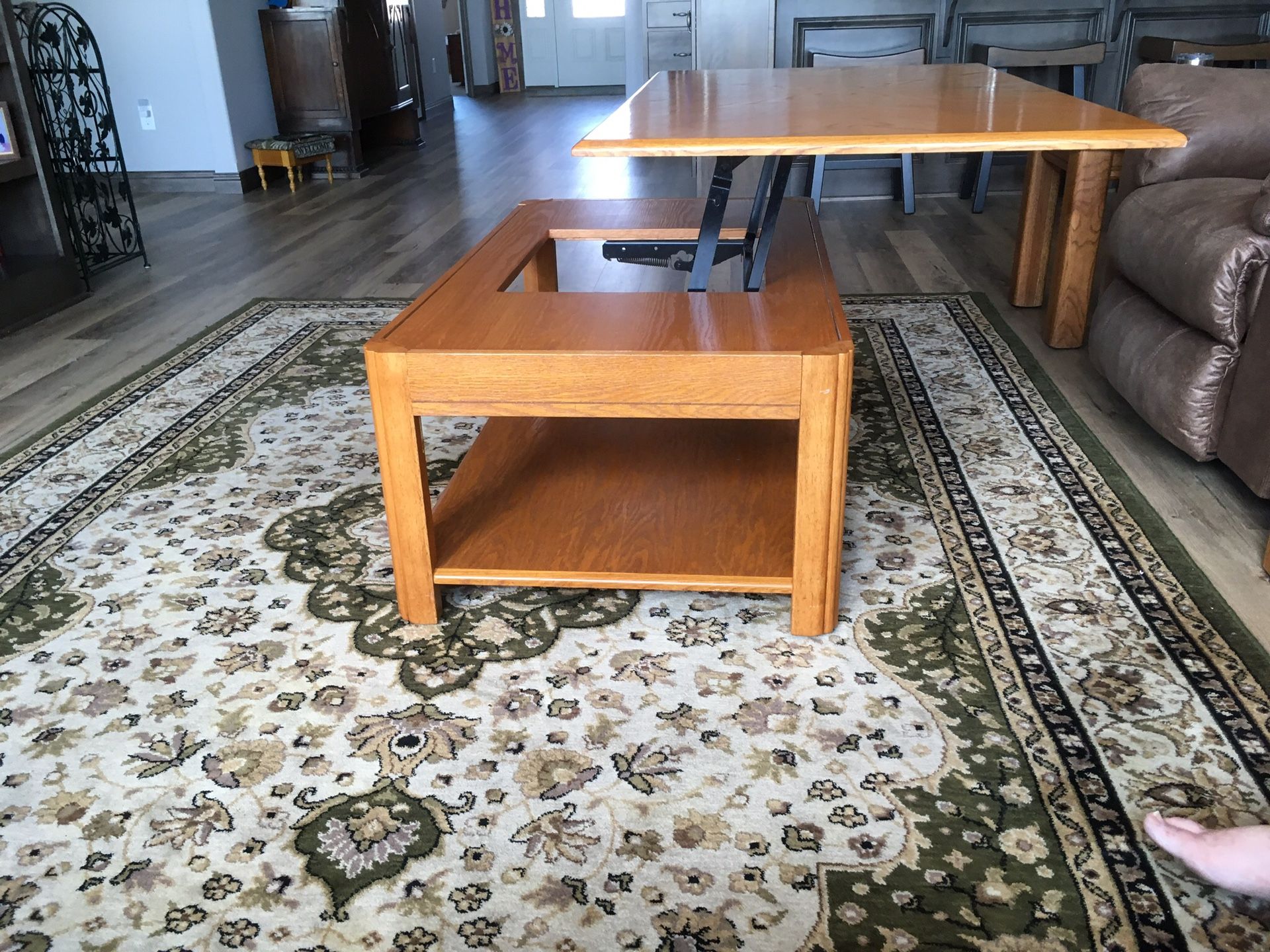 Oak lift coffee table