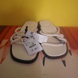 New ZARA Cream Leather Strappy Flat Sandals Women 